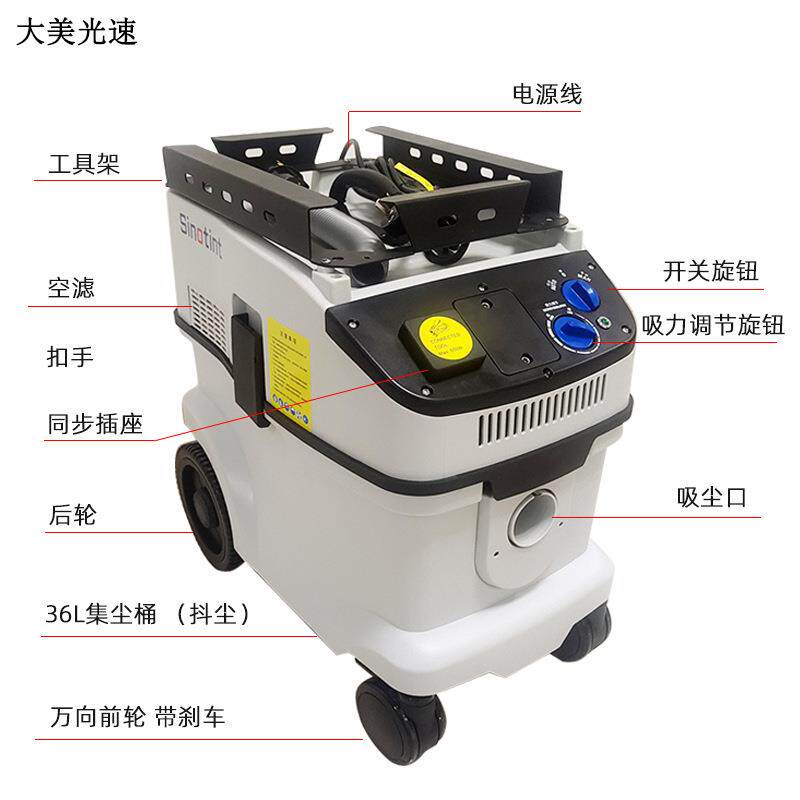 猎马自动抖尘吸尘器专用墙面打磨级36L大功率联动原子灰集灰尘桶