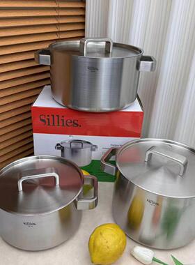 出口意大利Sillies18/10不锈钢7层钢一体20-24cm汤锅炖锅卤煮肉