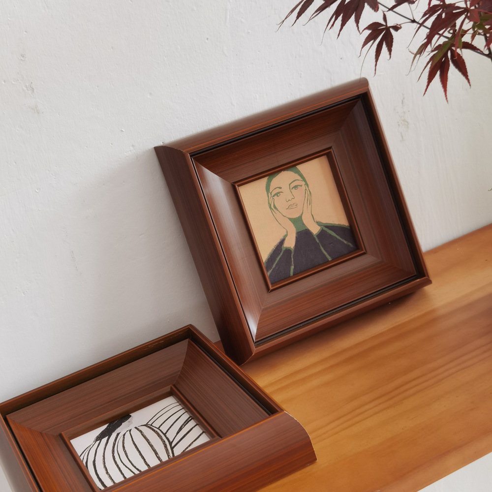 新款实木小众艺术复古装饰画人物中古风小框美式客厅壁画卧室玄关图片
