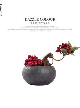 仿真花艺发财果软装饰摆件新中式样板房餐桌客厅玄关喜庆盆景摆设