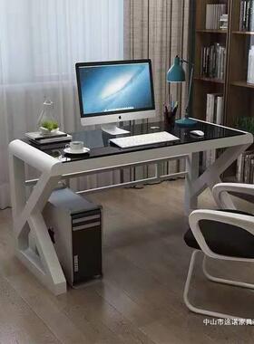 简约化现代电脑式桌台桌用书桌钢玻璃办公桌多家功能写字台学9772