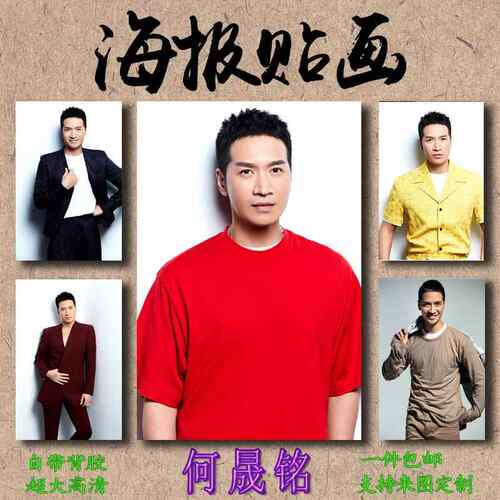 何晟铭海报贴画来图定制室内自粘背胶免打孔男演员高清大幅玄关