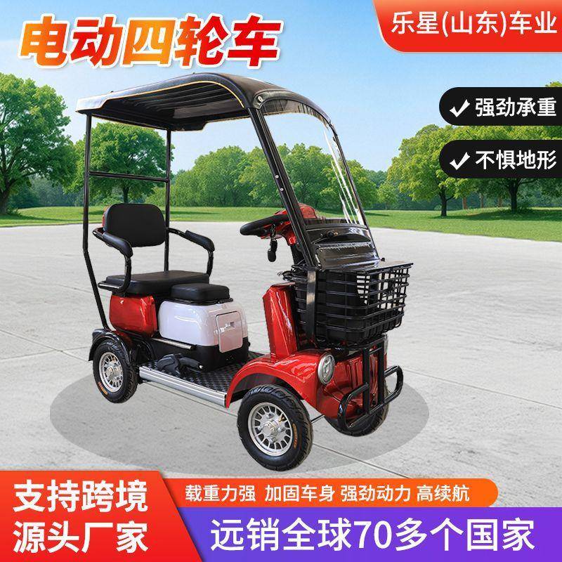 小巴士电动四轮车双人座带棚接送孩子老年人助力代步车电动四轮车