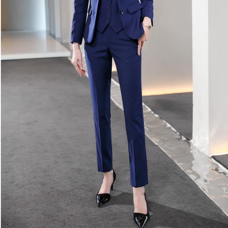 正品蓝色条行纹衬衣农商银行男女业套职商装马甲西裤服农信用社工