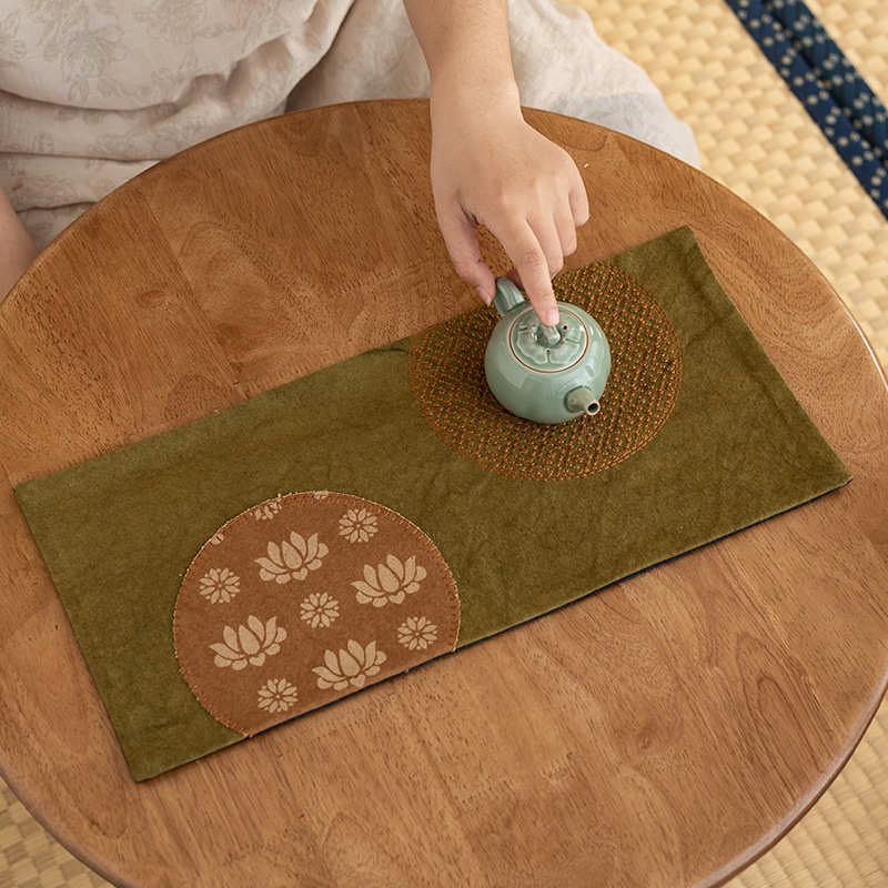 帆布彩印干泡茶席加厚复古壶垫桌布抹布茶道茶垫新中式小长方