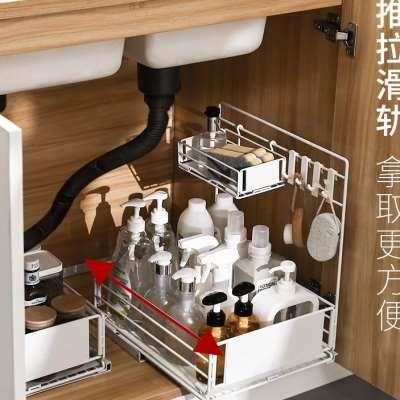 kes安象厨房下水槽置物架抽拉式橱柜内收纳架柜内拉篮内置滑轨