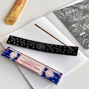 香插|印度手工雕刻黑色大理石皂石条形香插摆件中古风艺术香托