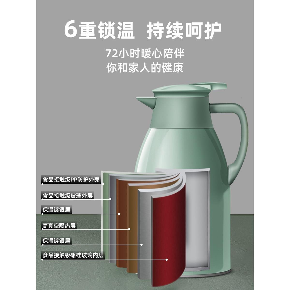 保温水壶家用暖水壶大容量保温壶玻璃内胆热水壶保温瓶宿舍学生杯
