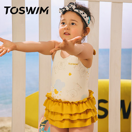 toswim儿童泳衣女童宝宝连体，小中童可爱公主游泳衣，蛋糕裙防晒泳装