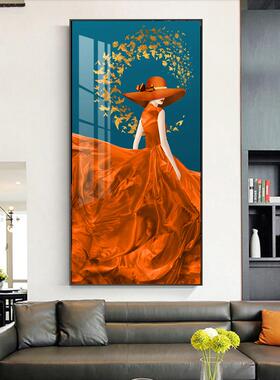 轻奢人风玄廊关装饰画美女艺术物装饰xg202100画竖版走过挂道墙壁