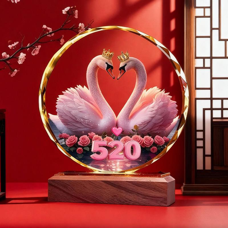 天鹅水晶摆件装饰品桌面百年好合结婚礼物送新人高档实用礼品摆台