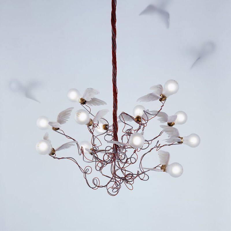 中山工厂直销灯都古镇展厅北欧简约现羽毛客厅吊灯创意飞鸟系列