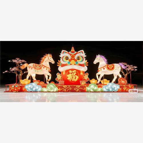 2026年春节新款户外防水发光马到成功大型灯组春节新款