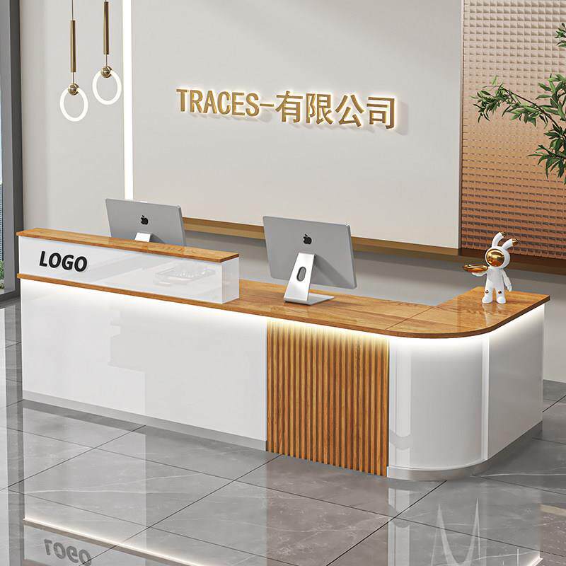吧台收银柜台中式小型商铺服装美容便利店实木柜台公司前台接待台