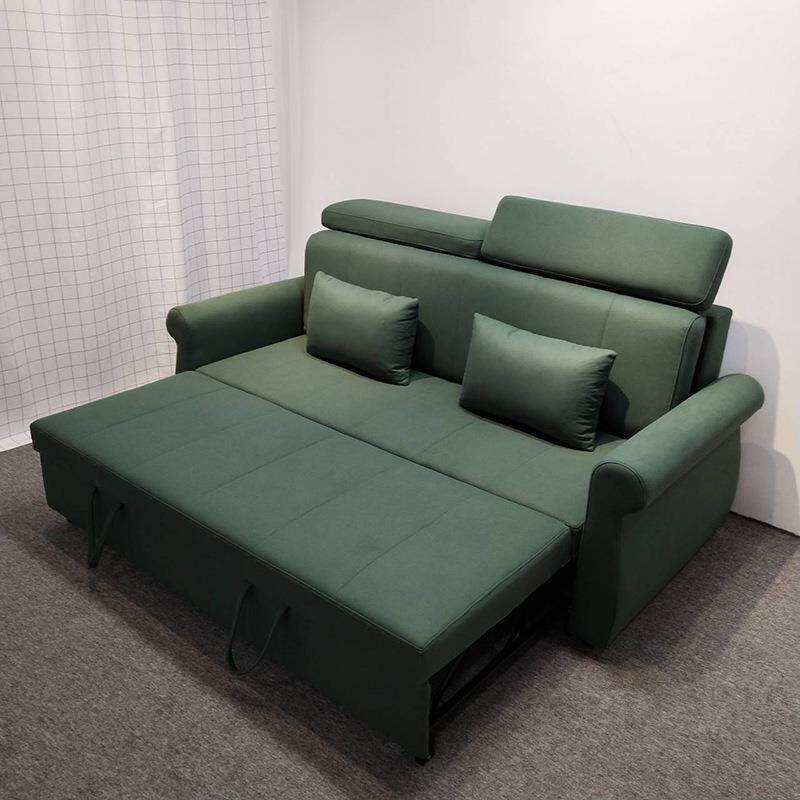 科技布沙发小户型公寓简约1.8米双三人位可拆洗墨绿头枕沙发床