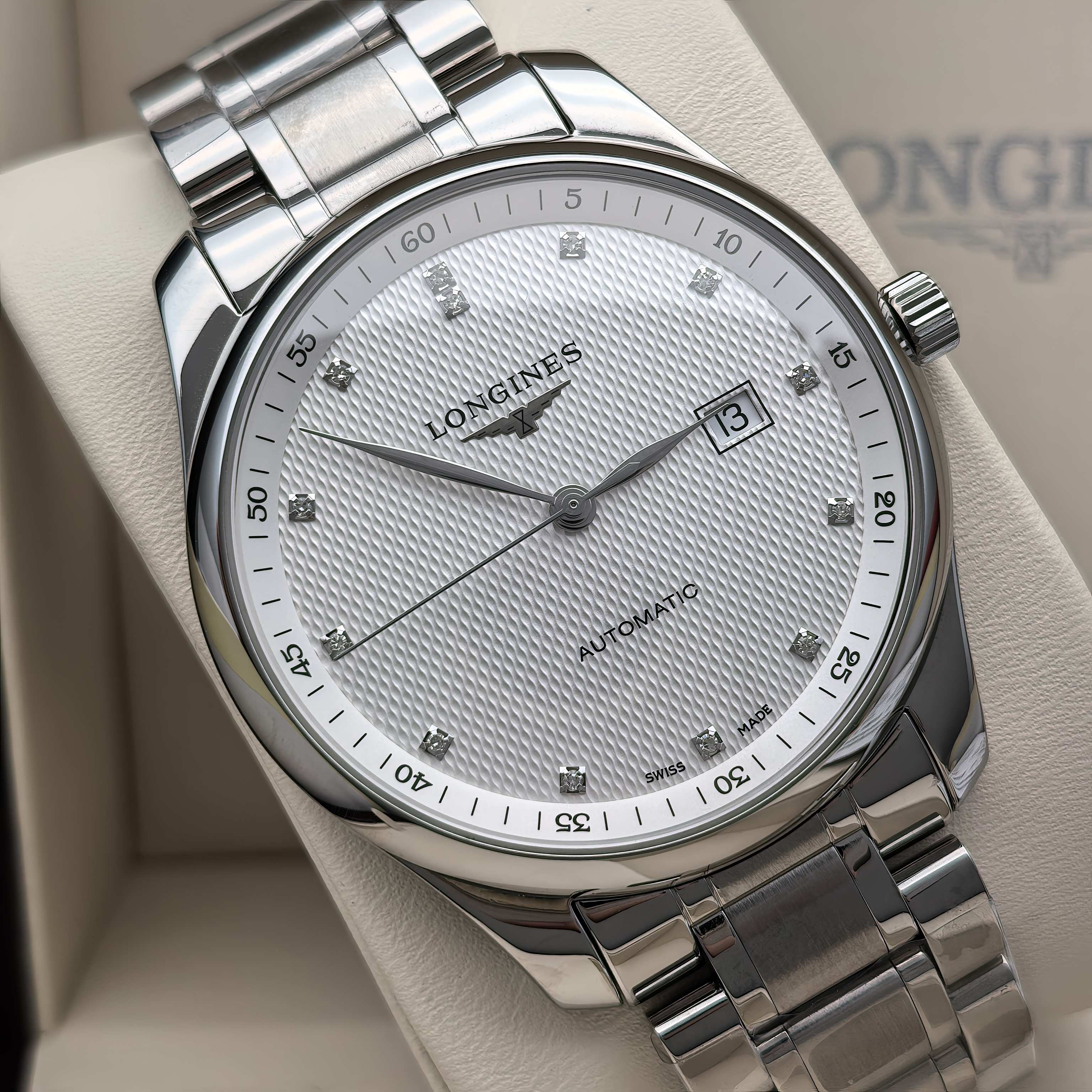 全套新款【9.8新】浪琴名匠系列钢自动机械钻石男表L2.893.4.77.6