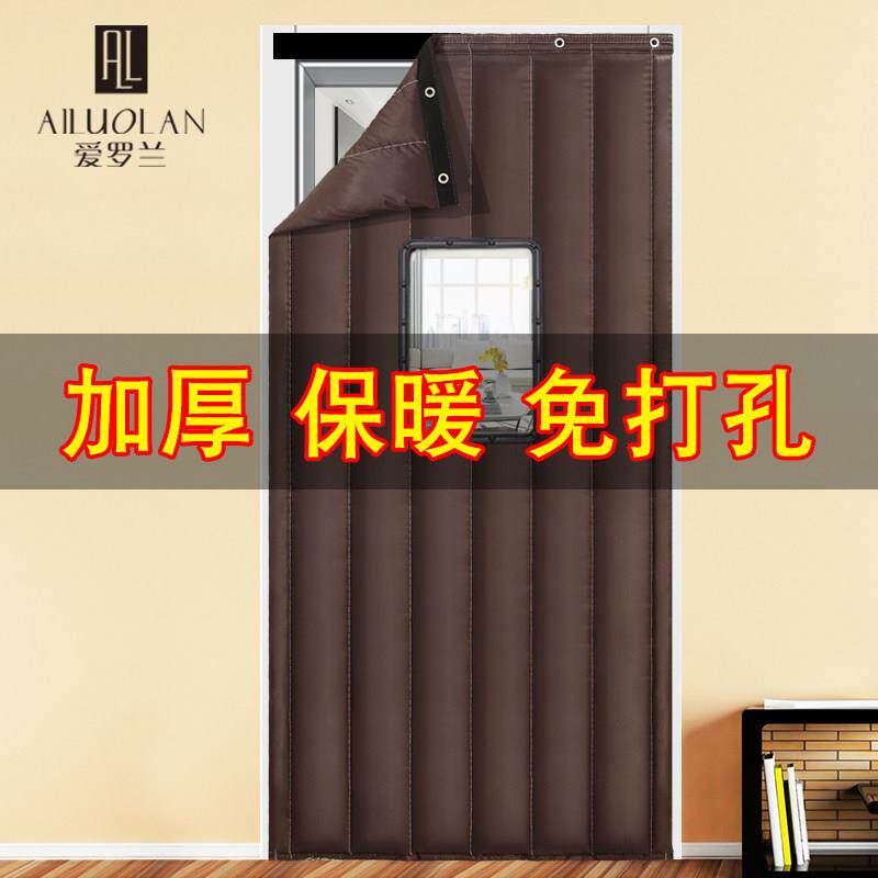 秋冬季空调棉门帘子加厚家用卧室隔音保温挡风保暖防寒防风隔断窗