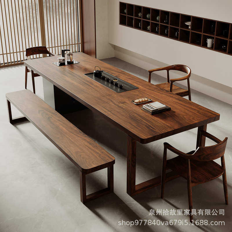 新中式禅意南美胡桃木茶桌办公室接待洽谈茶台原木功夫茶几带茶盘,住宅家具,家用茶台/茶桌,淘宝优惠券,粉丝福利购,淘宝优惠卷