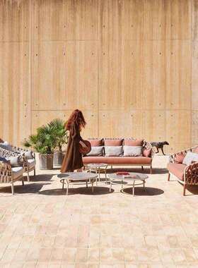 户沙发休防晒防外水院SRB闲客厅阳台室外庭茶几三人藤编家具民宿