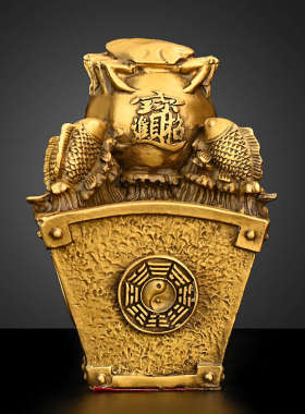 八方财鱼装饰品摆件有黄铜家居得利来办公室桌斗富足螃蟹年年横财