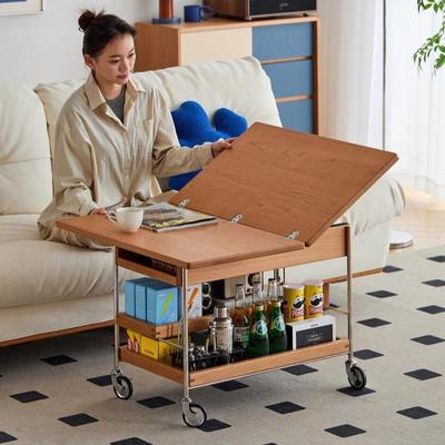欧拉家具实木茶几客厅家用小推车可移动折叠边几多功能小户型茶桌