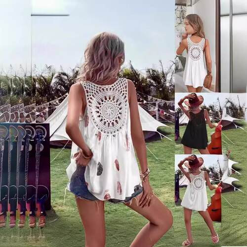 Back lace lace hollow vest for cool women