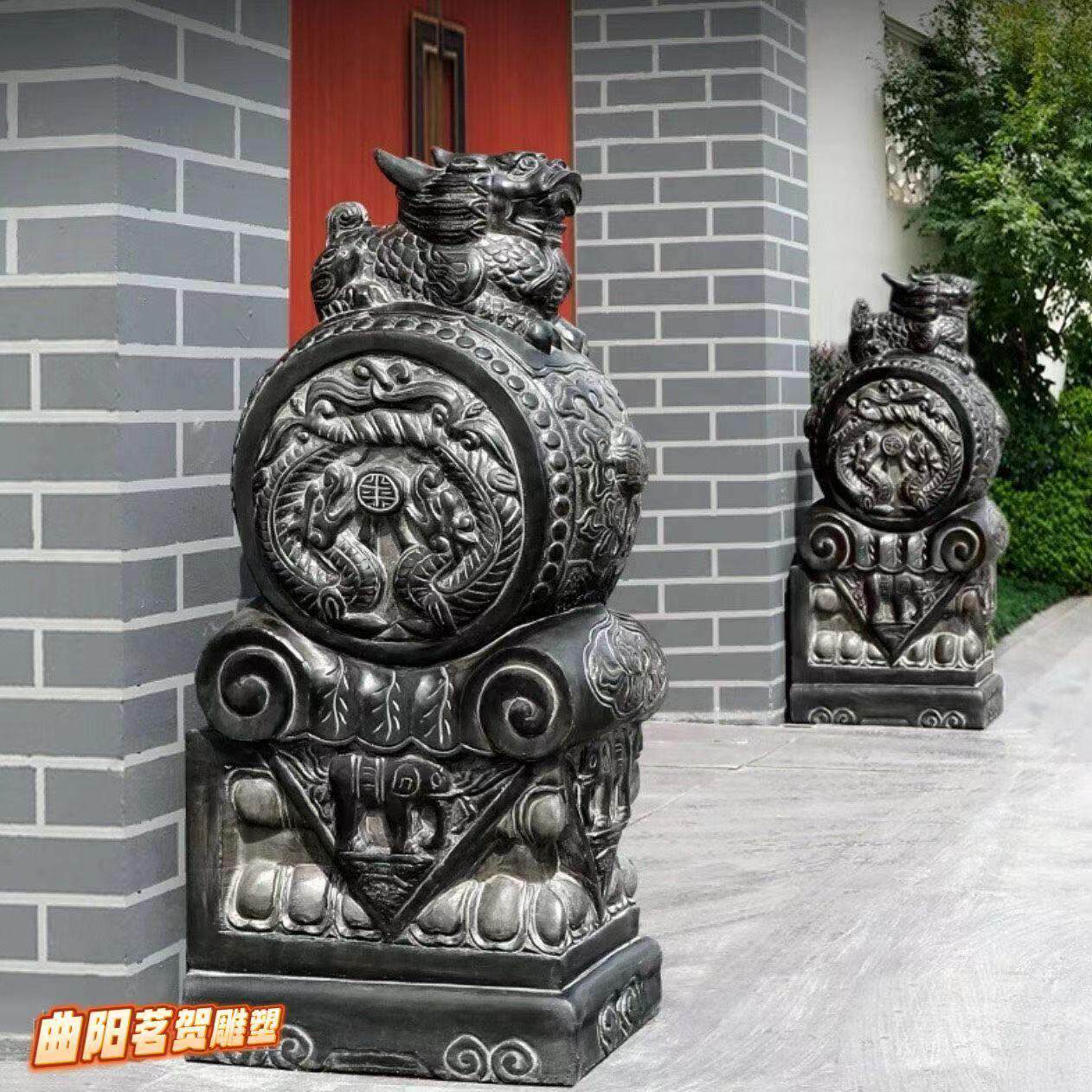 门墩抱鼓青石彷古大象麒麟一对石雕貔貅福鱼家庭镇宅门口摆件石墩