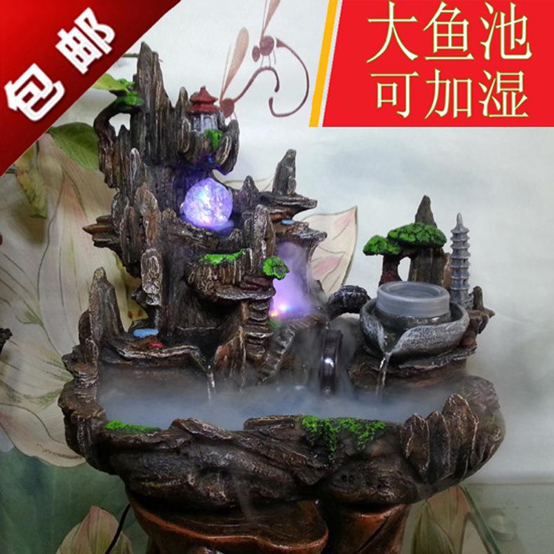 假山流水喷泉风水轮鱼缸客厅办公室前台收银开业搬家送礼