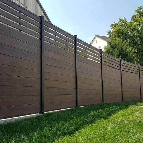 胡桃木色共挤木塑围栏二代塑木围栏花园庭院护栏wpc fence board
