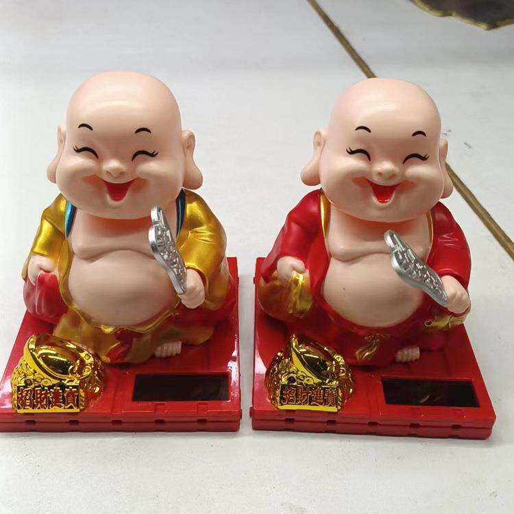 汽车摆件太阳能摇摆招财弥勒佛小和尚佛门礼品店铺装饰品招财摆件