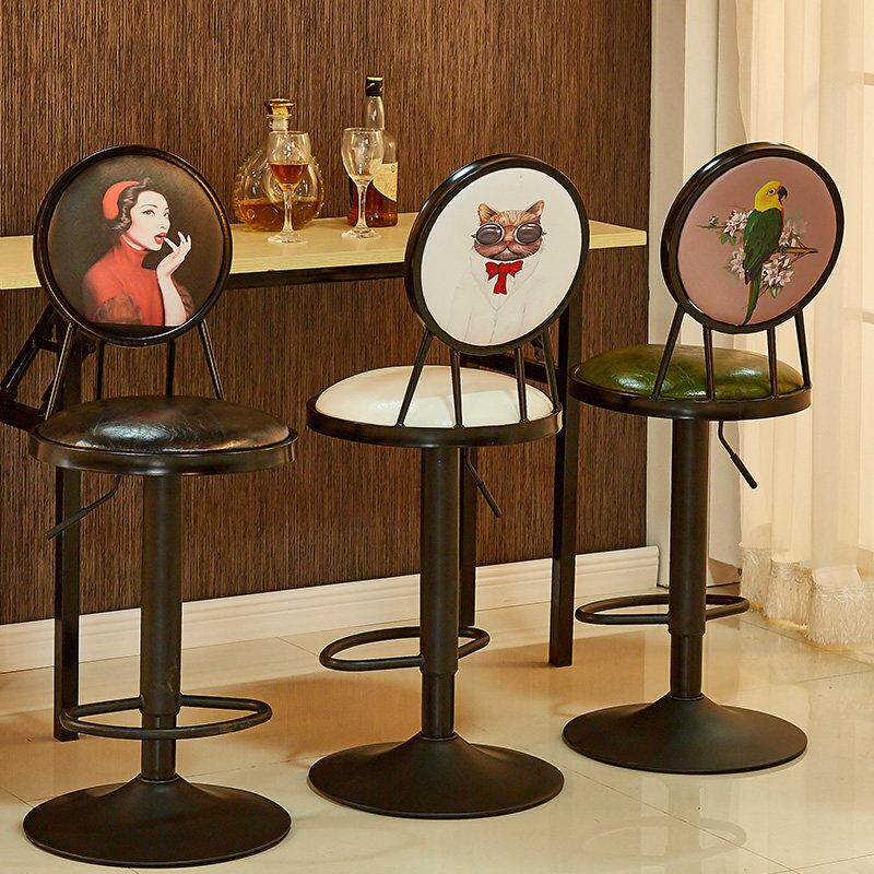 吧台椅升降旋转酒吧椅 手机前台吧登 高脚椅时尚靠背覆古简约吧椅
