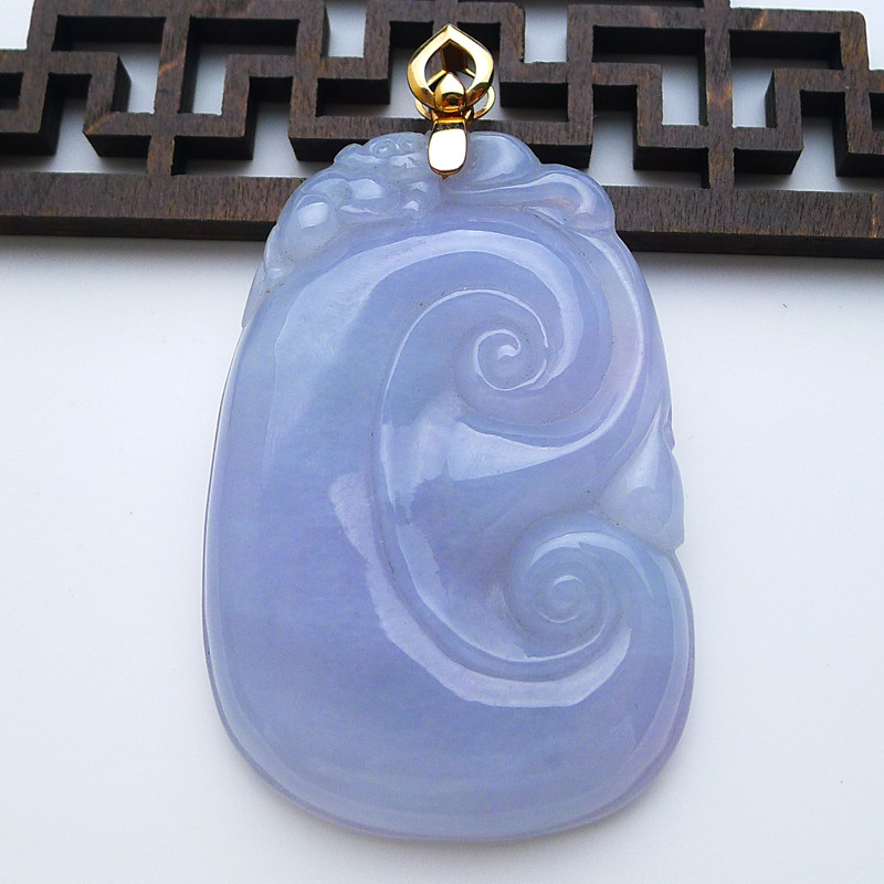 18K金镶玉挂件紫罗兰天然翡翠如意吊坠事事如意玉坠扣头女41.72g,珠宝/钻石/翡翠,颈饰,淘宝优惠券,粉丝福利购,淘宝优惠卷