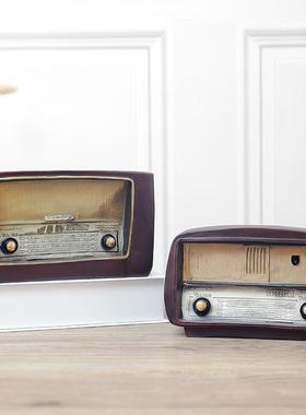 复古做旧老式收音机模型摆件创意咖啡厅奶茶店客厅书柜桌面装饰品