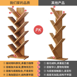 促创意楠竹桌面书架置物架落地式一体简易阅读架可移动多层展示新