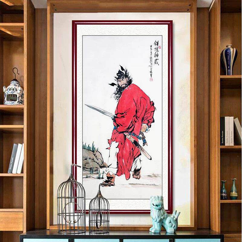 天师钟馗玄关装饰画伏魔图钟魁神像镇宅挂画钟馗神威图中堂装饰画