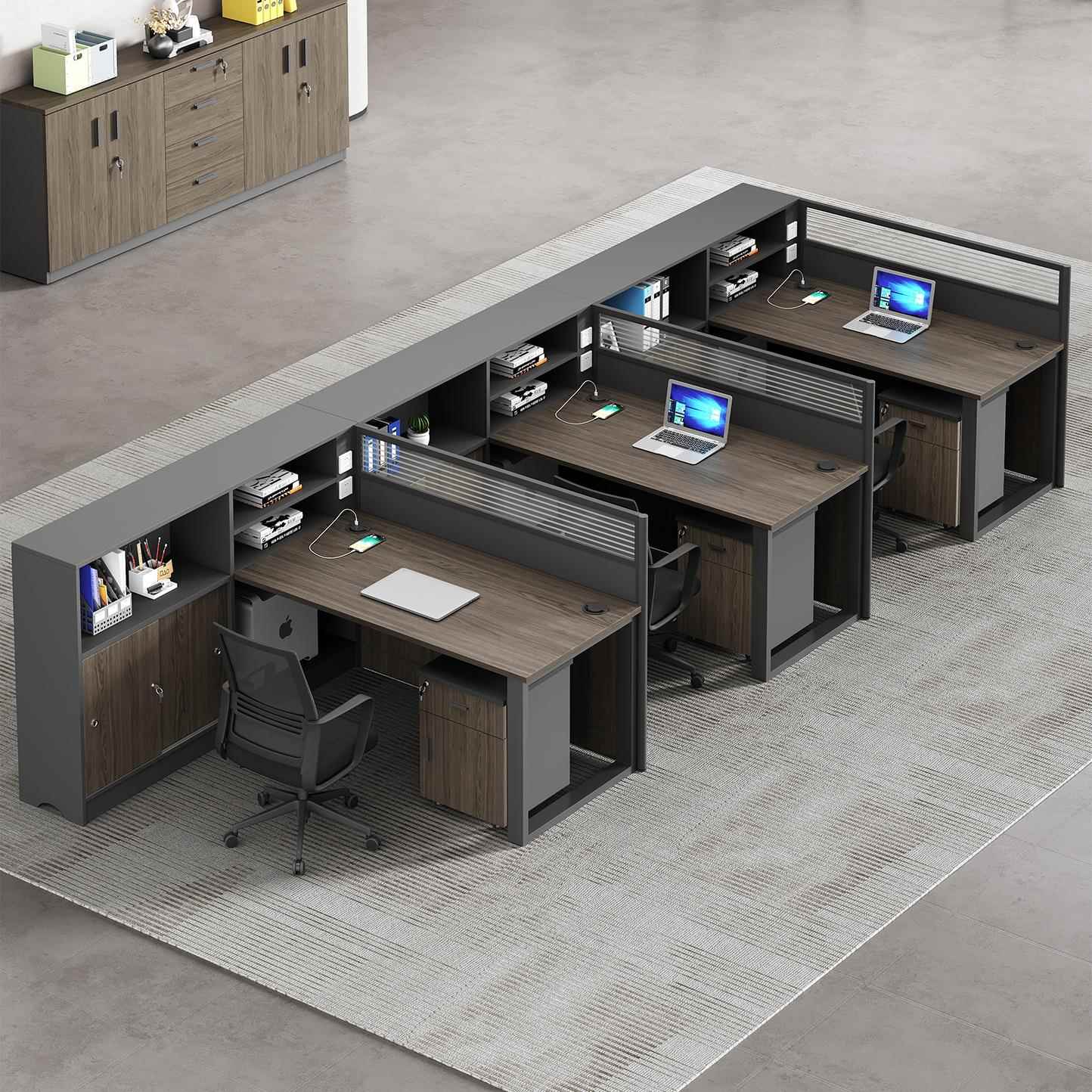 办公桌员工位四人位现代简约单人2/4/6人位办公室桌椅组合职员桌