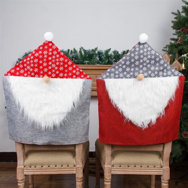 Burlap Chair Cover - Faceless Forest Gnome Christmas Decor - 实物图