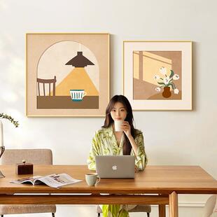 法式复古餐厅装饰画北欧简约适合大白墙的挂画艺术古典卧室玄关画