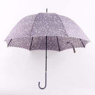 正品长日式小清新弯钩直雨伞晴雨两星星花柄边深拱形鸟笼用款柄伞