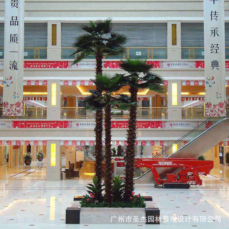 广州厂家仿真棕榈树 室内外装饰大型假树人造阻燃假椰子树可制作