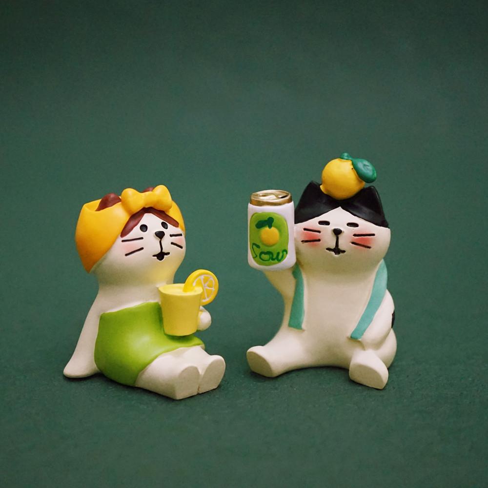 柚子日和decole浴池泡澡系列猫咪汽水熊猫文鸟可爱治愈迷你小摆件