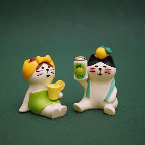 柚子日和decole浴池泡澡系列猫咪汽水熊猫文鸟可爱治愈迷你小摆件