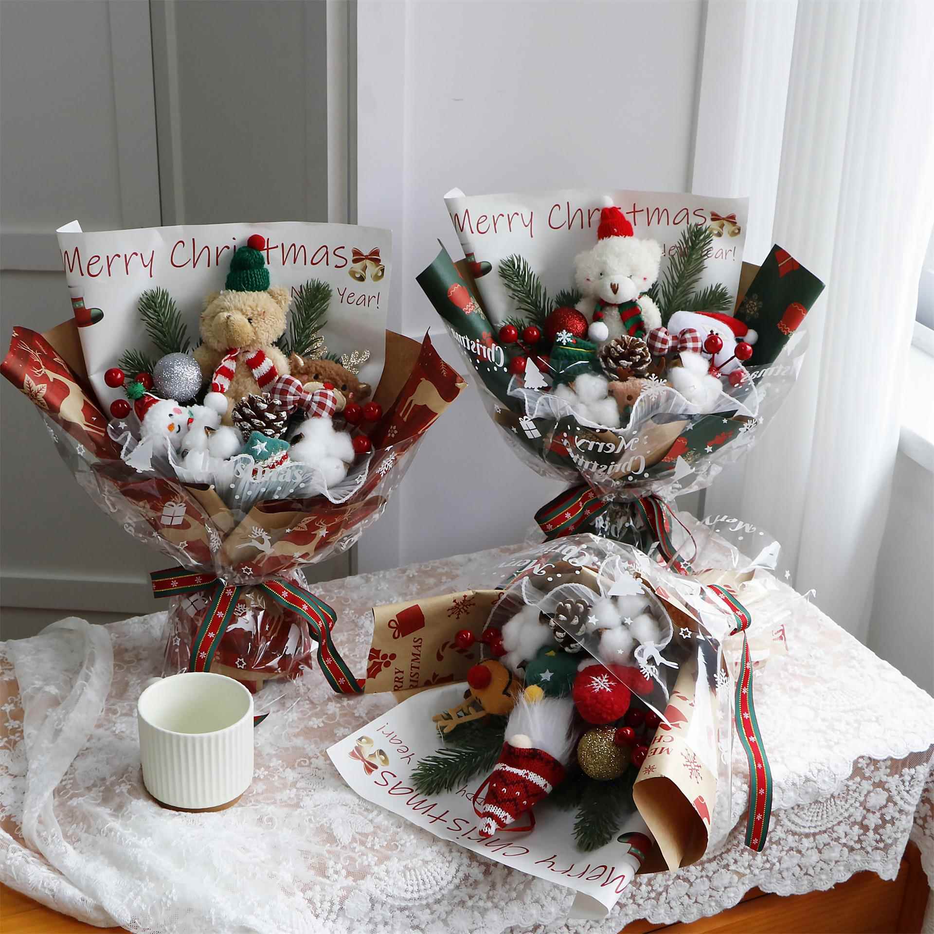 创意圣诞节礼物圣诞小熊玩偶花束送女生女朋友生日礼物平安夜成品