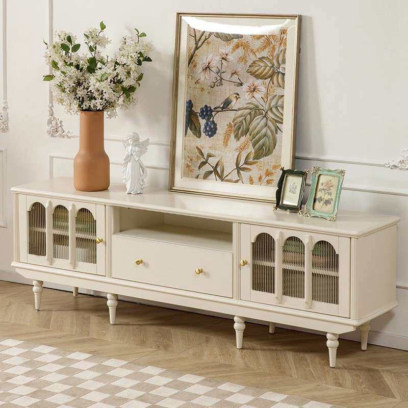 2023卧室白色法式轻奢奶油风电视柜茶几现代简约落地实木客厅新款