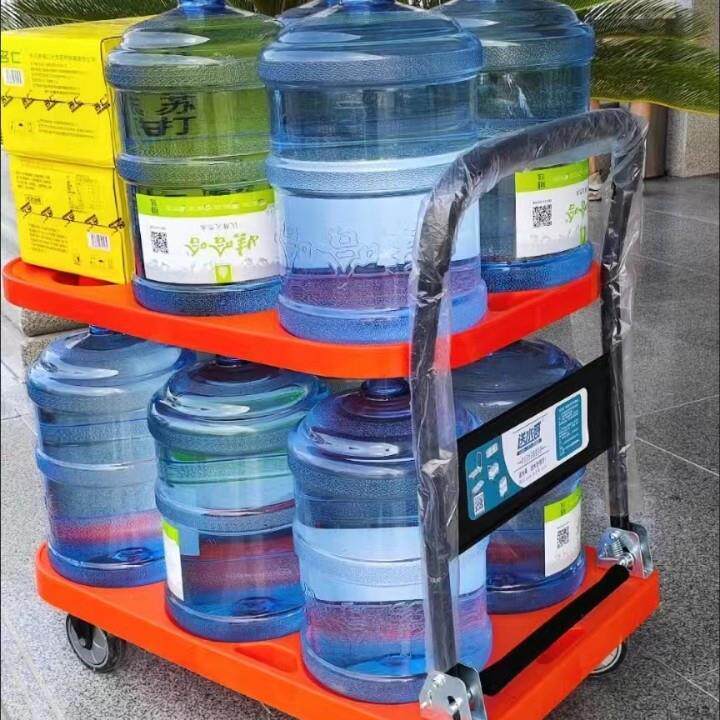 手送水车家用79叠小推折车便携手推车装水搬运车送水桶工平板推