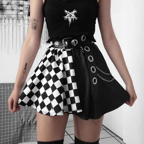 Women's Plaid Print Short A Line Summer Clothes Women