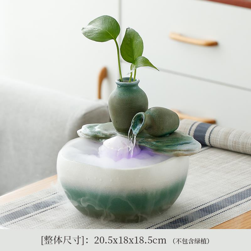 正品小型式件创意中家居厅书房玄关装饰流水招财鱼缸加湿客器摆送