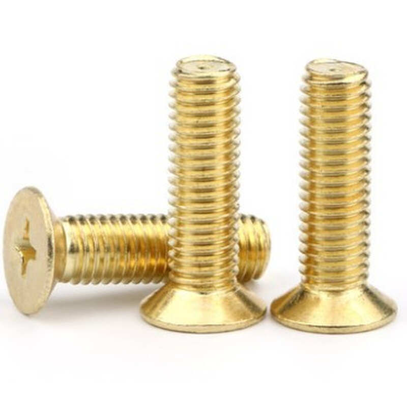 镀铜金色平头机牙螺丝KM镀镍十字沉头螺钉M1 M1.2 M1.4 M1.6 M1.7