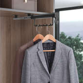 纵向挂衣器 挂衣杆抽拉式 衣帽间顶装 可伸缩衣架浅柜家用大衣柜里