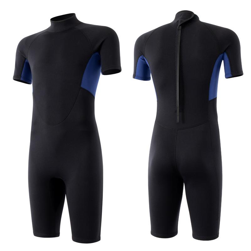 短袖潜水服男保暖防寒2mm湿式冬泳连体浮潜防晒冲浪服潜水衣裤女